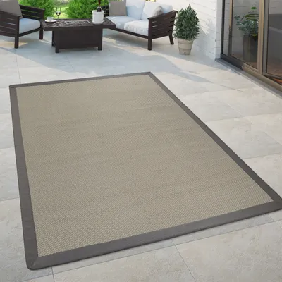 Produktbild von In- & Outdoor Teppich Balkon Küchenteppich Sisal Optik Einfarbig Creme Grau Grösse 120x170 cm