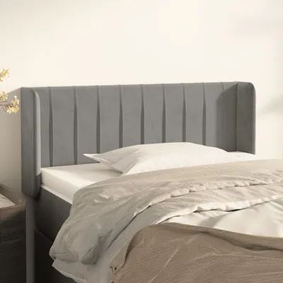 Produktbild von vidaXL Kopfteil mit Ohren Hellgrau 83x16x78/88 cm Samt - Kopfteil - Kopfteile - Bett-Kopfteil - Bettkopfteil