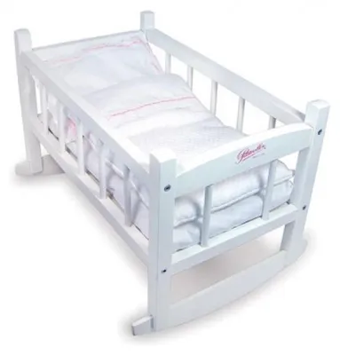 Image de Lit bercelonnette en bois laque - petitcollin - 800188 - accessoire poupee