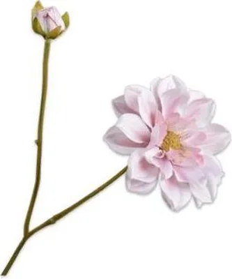Produktbild von Silk-ka Kunstblume - Seidenblume - Kunstzweig Dahlienstiel Creme-Pink 48cm pro 3 Stück