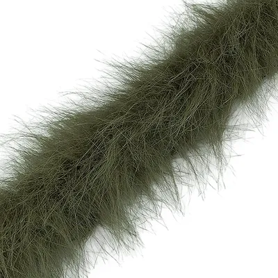 Fellborte ab 1m x 5 cm Meterware Fellbesatz Kunstfell Kunstpelz Fellstrang Fellstoff, khaki