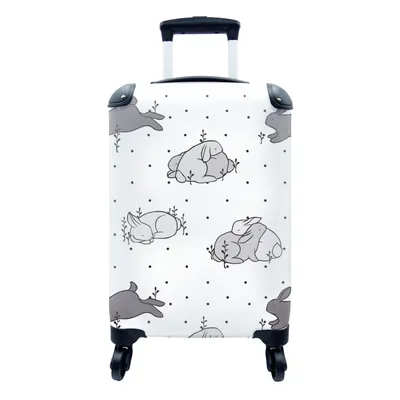 Produktbild von MuchoWow® Koffer Handgepäck Trolley Rollkoffer Kleine Reisekoffer mit 4 Rollen - Kaninchen - Tiere - Schlaf - Kinder - Verhaltensmuster - Cabin Size < 55x40x23 cm & 55x40x20 cm - Kinderkoffer - Kabinenkoffer - Boardgepäck - Reise-Box - Reisekoffer - Reisegepäck - Koffer mit Bild - Trolley für Kinder