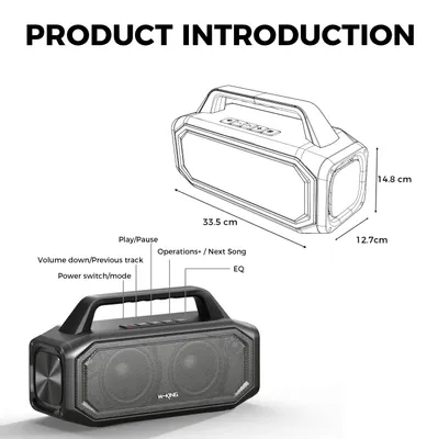 Produktbild von Tragbarer Lautsprecher - BT261-2 Bluetooth-Lautsprecher - 80 W - IPX6-wasserdicht - Bluetooth 5.3 - 4000 mAh mit Powerbank - Stereo-Kopplung - Schwarz