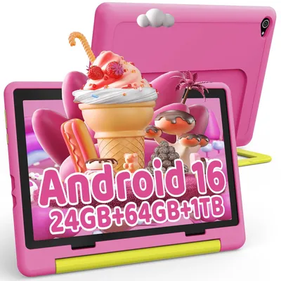 Produktbild von Android 16 Kinder Tablet für Kinder 24GB+64GB erweiterbar auf 1TB 6000mAh Kindersicherung WiFi 6 Bluetooth Widevine L1 kindersicheres Gehäuse Rosa