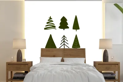 Produktbild von MuchoWow® Fototapete für Wohnzimmer oder Schlafzimmer Wandtapete Vinyl Motivtapete Weihnachtsbäume - Weiß - Muster - 260x260 cm - Papiertapeten