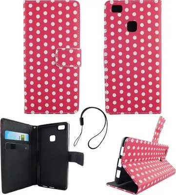 Produktbild von Handyhülle Tasche für Handy Huawei P9 Lite Polka Dot Pink Weiss