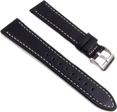 Produktbild von Eulit passend zu Zeppelin Ersatzband Uhrenarmband Leder schwarz 20mm 23642S