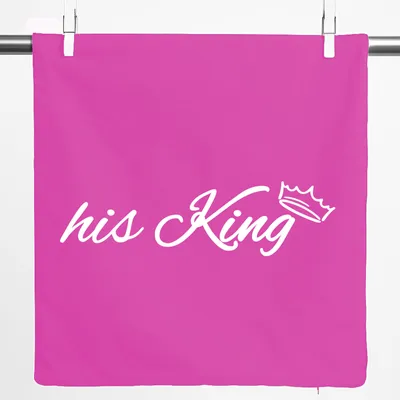 Produktbild von Huuraa Kissenbezug his King Krone 40x40cm Fuchsia Baumwolle Dekokissenbezug Geschenkidee