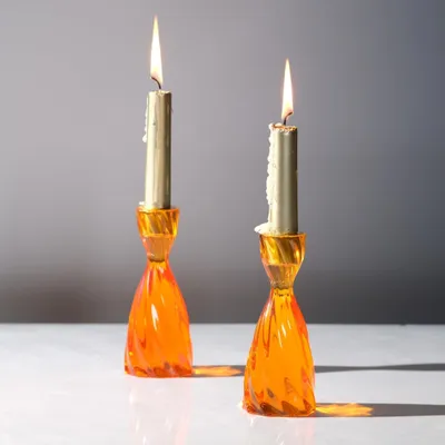 Produktbild von Dekorative Kerzenhalter Set von 2 in Orange