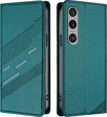 Produktbild von Hülle für Sony Xperia 1 VI, Kunstleder Brieftaschen Handyhülle mit Kartenfach und Standfunktion Grün