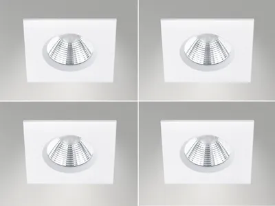 Produktbild von LED Einbaustrahler Decke 4er Set eckig dimmbar Weiß matt 5,5W - Deckenleuchten