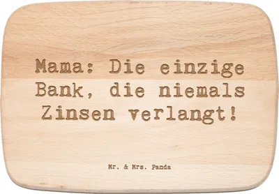 Produktbild von Mr. & Mrs. Panda Frühstücksbrett Spruch Mutter Bank - Transparent - Geschenk, Muttertag, Weihnachten, Verwandte, Schneidebrett, Familie, uneigennützige Liebe, für