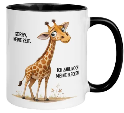 Produktbild von Tasse Giraffe – „Sorry keine Zeit“ – lustiger Giraffen Geschenk Becher