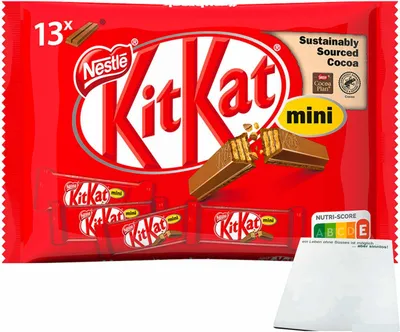 Produktbild von Nestle KitKat Mini, 13 Knusperwaffeln (217g Packung) + usy Block