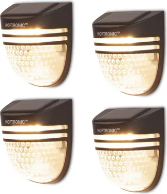 Produktbild von hoftronic LED Solar Wandleuchte 0,2W 300lm 3000K IP65 Schwarz 4er Set