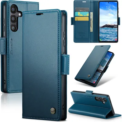 Produktbild von Galaxy S24+ 5G Hülle, Leder Brieftasche Kartenfach Schutzhülle mit Standfunktion für Samsung Galaxy S24+ 5G Blau