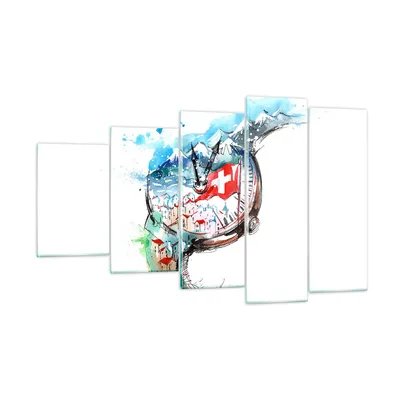 Produktbild von Bilder auf glas - Uhr Schweizer Alpen Wolke - 100x60cm - Glasbilder - Wandbilder - Kunstdruck - zum Aufhängen bereit - Wanddekoration aus Glas - Glas Bilder - Wandbild auf Glas - GEG100x60-3038