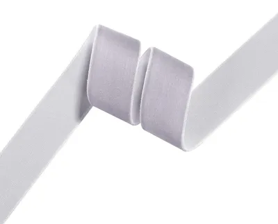 Samt-Band und -Kordel, 5 m, 25 mm, Muschelgrau