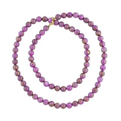 Produktbild von Kette 10mm Rundperle lila-marmoriert Kunststoff 80cm