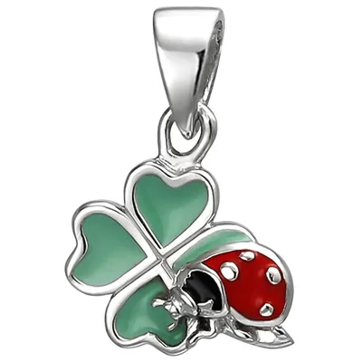Produktbild von JOBO Kinder Anhänger Marienkäfer auf Kleeblatt 925 Sterling Silber