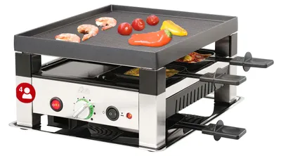Produktbild von Solis Raclette- und Pizza-Tischgrill für 4, 1.020 W, Grillen, Crêpes, Unterhitze