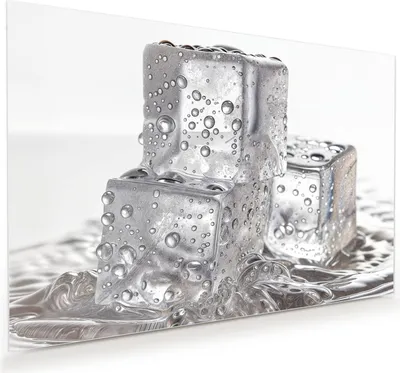 Produktbild von Glasbild 90x60cm in XXL für Wohnzimmer, Schlafzimmer Motiv Eiswuerfel