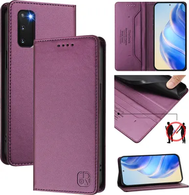 Immagine prodotto di Custodia in pelle per Samsung Galaxy S20, flip case con slot per carte, portafoglio e supporto Viola