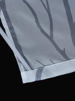 Produktbild von Ibenzoa® Transparente Schiebegardinen 2er-Set 57 x 145 cm, Voile (100% Polyester) Weiß‑Grau mit Zweigmuster, Klettband für Gardinenschiene