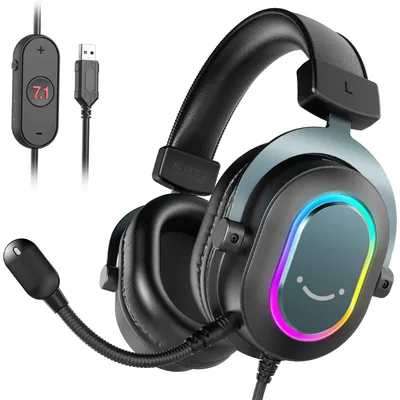 Produktbild von FIFINE Gaming Headset mit Mikrofon Over Ear Kopfhörer mit Kabel USB Headset