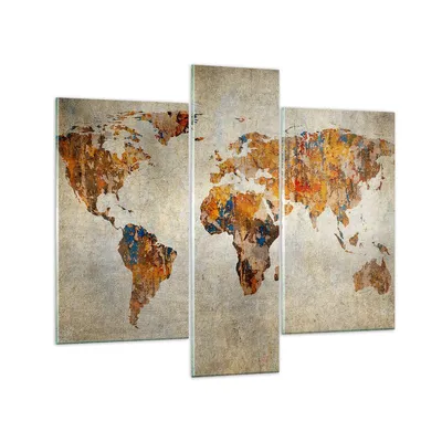 Produktbild von Bilder auf glas - Welt Karte Kontinente Geographie - 95x80cm - Glasbilder - Wandbilder - Kunstdruck - zum Aufhängen bereit - Wanddekoration aus Glas - Glas Bilder - Wandbild auf Glas - GCB95x80-2783