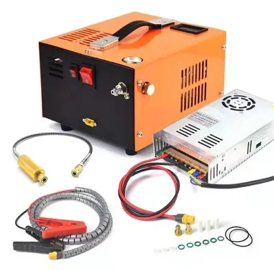 Obrázok produktu pre Kompresor PCP – Vysokotlaková elektrická vzduchová pumpa – 300 bar, 12V DC/220V AC, Prenosná, bezolejová, určená na plnenie potápačských fliaš a PCP vzduchových pušiek