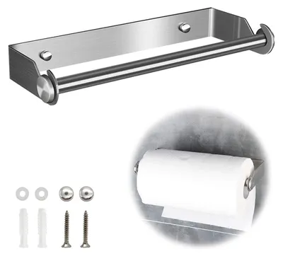 Produktbild von Küchenrollenhalter - Edelstahl - Wandmontage ohne Bohren - Für Küche, Bad und Schrank