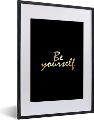 Produktbild von MuchoWow® Gerahmtes Poster Zitate - Selbstvertrauen - Gold - Schwarz 30x40 cm - Poster mit Schwarzem Bilderrahmen Wandposter Rahmen Foto Bilder - Wandposter Schlafzimmer