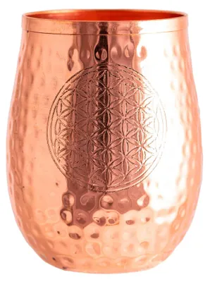 Produktbild von Kupfertrinkbecher 450ml Blume des Lebens Gravur gehämmert
