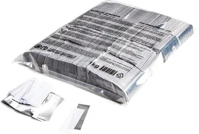 Produktbild von Magic FX Slowfall Konfetti Rechteckig 55x17mm - Weiß+Silber 1kg