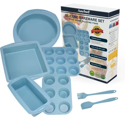 Obrázok produktu pre Sada 7 v 1 silikónových foriem na pečenie, nepriľnavé formy na koláče, chleba, muffiny a torty