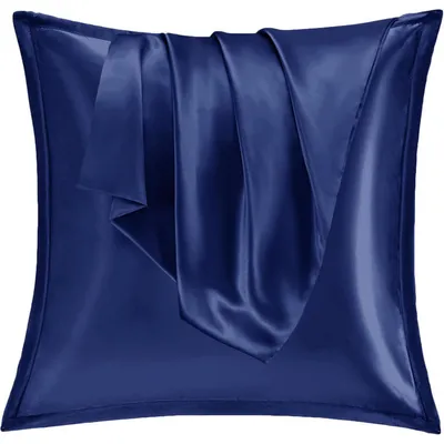 Zdjęcie produktu dla Zestaw 2 poszewek na poduszki satynowych, 60x60 cm, kolor granatowy, z zamkiem