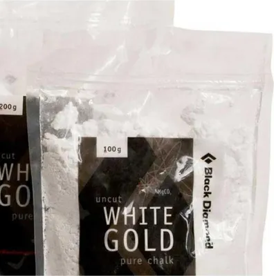 Close-up of two bags of white chalk.