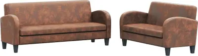 Produktbild von vidaXL Sofa-Set 2-tlg. Kunstleder in Wildleder-Optik Braun