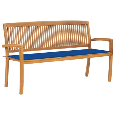 Obrázok produktu pre Stohovateľná záhradná lavička s podložkou 159 cm tíkový masív