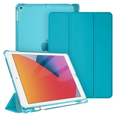 Produktbild von Fintie Hülle für iPad 9. Generation 2021/8. Gen 2020/7. Gen 2019 10.2 Zoll mit Stifthalter, ultradünne leichte Schutzhülle mit transparenter Rückseite und Auto Schlaf/Wach Funktion, Türkis