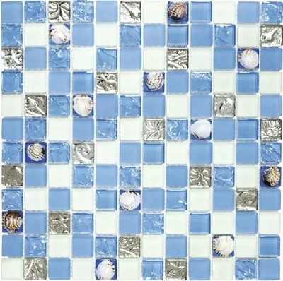 Produktbild von Glasmosaik XCM 8OP8 Muschel blau 30x30 cm