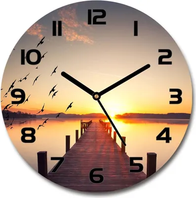 Produktbild von Wanduhr aus Glas 30fi Glasbild Glasuhr Gehärtetes Glas - schwarze-zeiger - Sunset