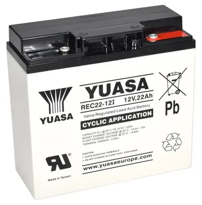 Productafbeelding van Yuasa loodaccu REC22-12I AGM, geschikt voor cyclisch gebruik, met M5 interne schroefdraad