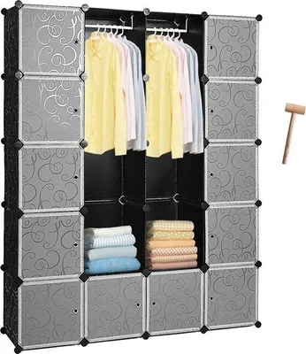 Produktbild von Garderobekast DIY - 20 Kubussen - Kledingkast mit Gepäck- und Hängeteil - Schwarz