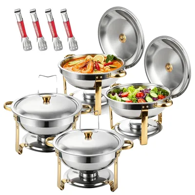 Imagen del producto de Juego de recipientes para mantener los alimentos calientes, montaje sencillo, diseño elegante, 4 piezas doradas, capacidad de 4,5 litros