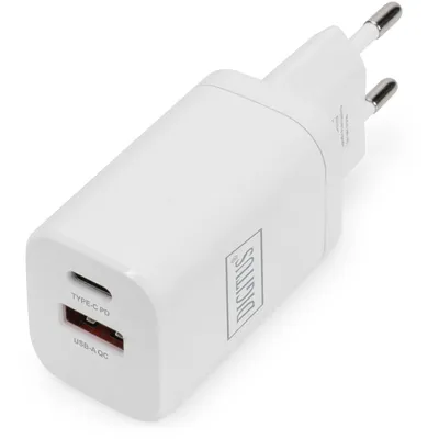 Produktbild von Digitus USB Ladegerät 1x USB-A / 1x USB-C, 30W, Drinnen, AC, 15 V, Weiß