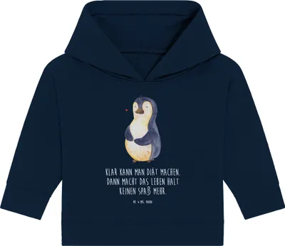 Produktbild von Mr. & Mrs. Panda Organic Baby Hoodie Pinguin Diät 12. - 18. Monat - French Navy - Geschenk, Kapuzenshirt, Abnehmen, Gewicht, Pinguine, Kapuzensweatshirt