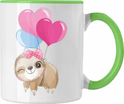 Produktbild von Trendation - Süße Faultier Tasse Geschenk Ballong Geschenkidee Mädchen Coole Grafik (Grün)
