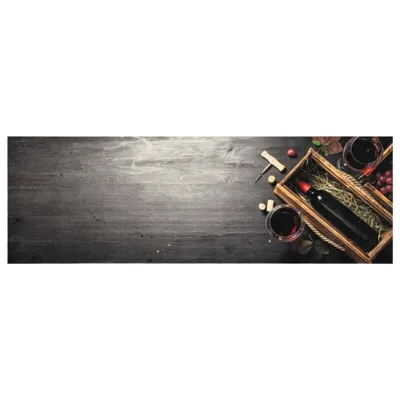 Image de vidaXL Tapis de cuisine Lavable Bouteille de vin 60x180 cm Velours